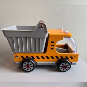 Hape Wooden Construction Dump Truck Toy - Orange and Gray